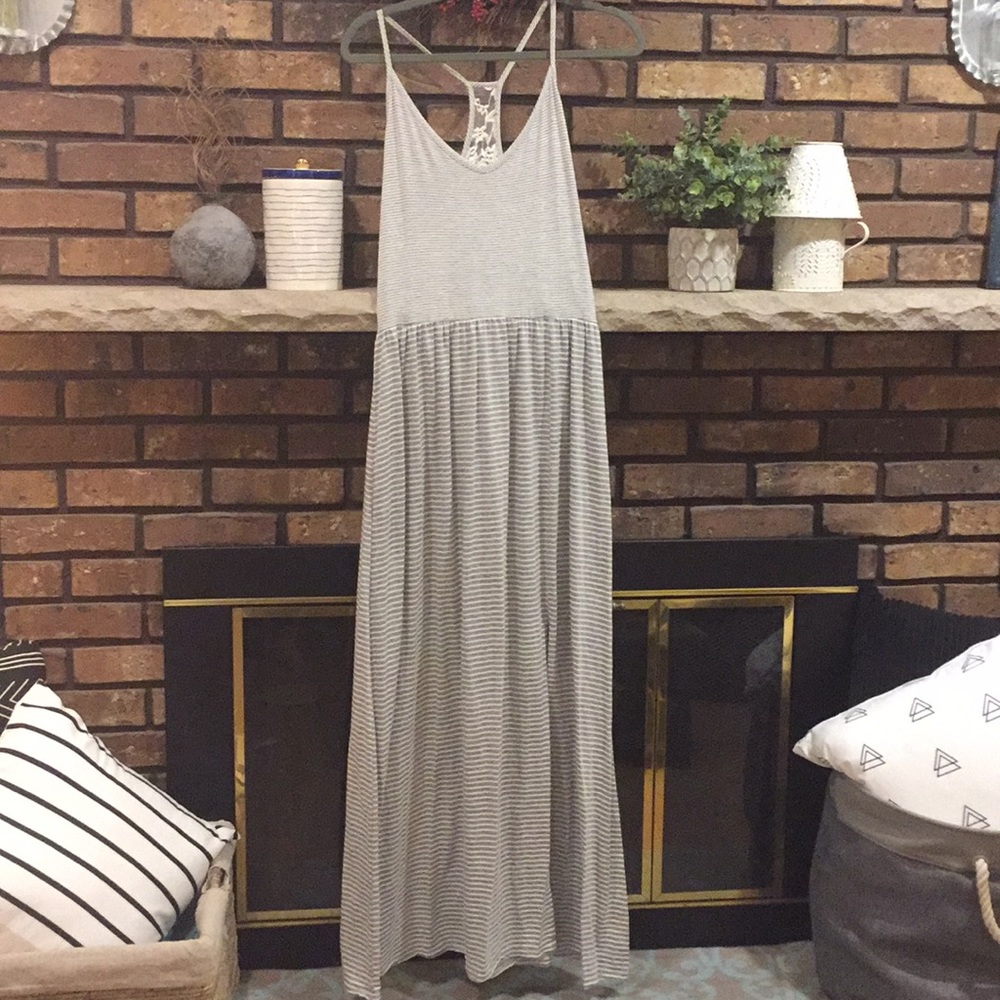 Beautiful striped maxi with lace detailing in back